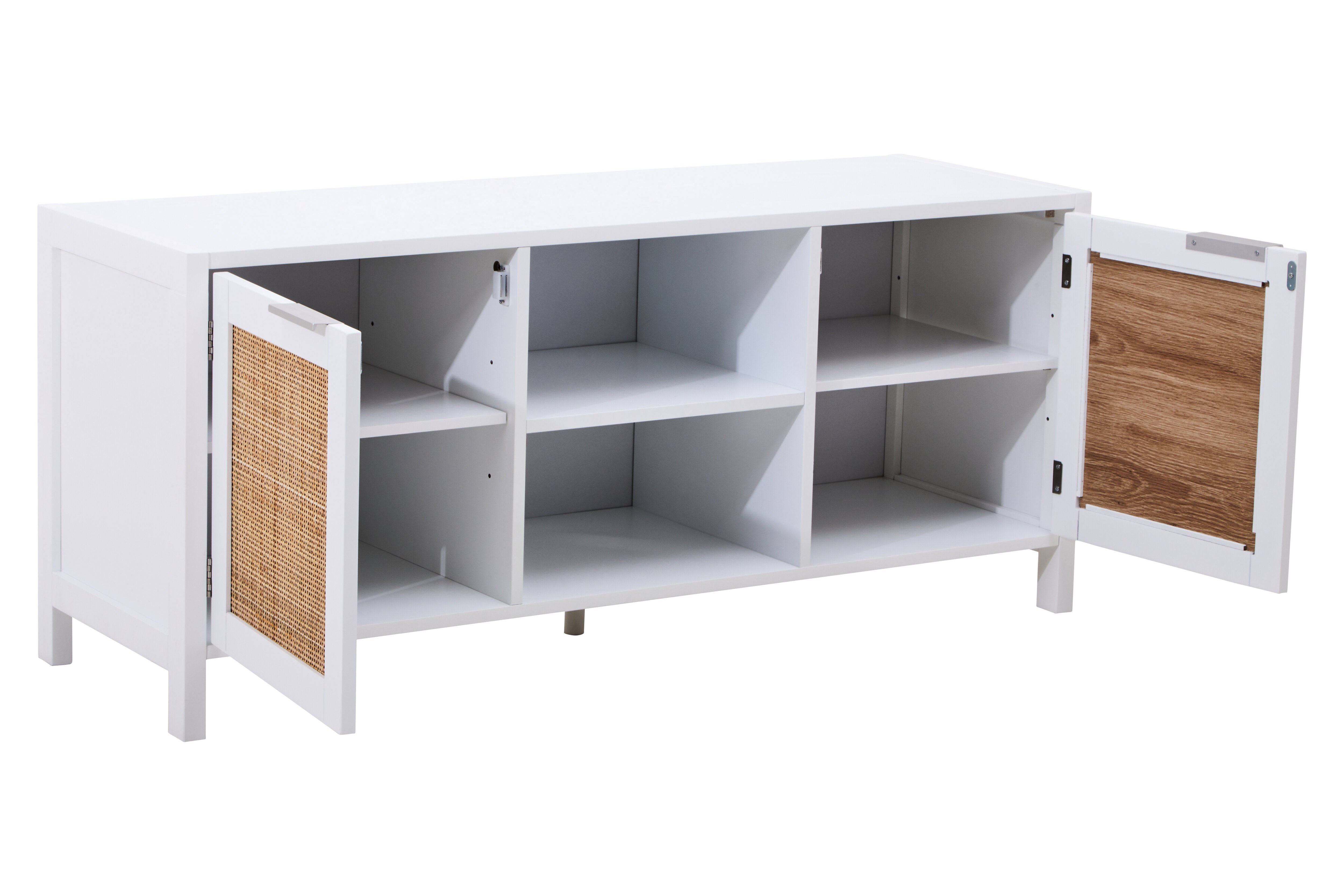 Burwood White Wood & Rattan TV Unit